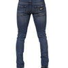 Dolce & Gabbana Blue Cotton Logo Plaque Skinny Men Denim Jeans