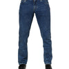 Dolce & Gabbana Blue Cotton Logo Plaque Denim Jeans