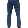 Dolce & Gabbana Blue Cotton Logo Plaque Denim Jeans