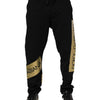 Dolce & Gabbana Black Cotton Logo Tape Men Jogger Pants