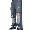 Dolce & Gabbana Blue Tattered Cotton Logo Plaque Denim Jeans