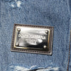 Dolce & Gabbana Blue Tattered Cotton Logo Plaque Denim Jeans