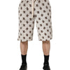 Dolce & Gabbana White Cotton DG Mania Print Men Bermuda Shorts