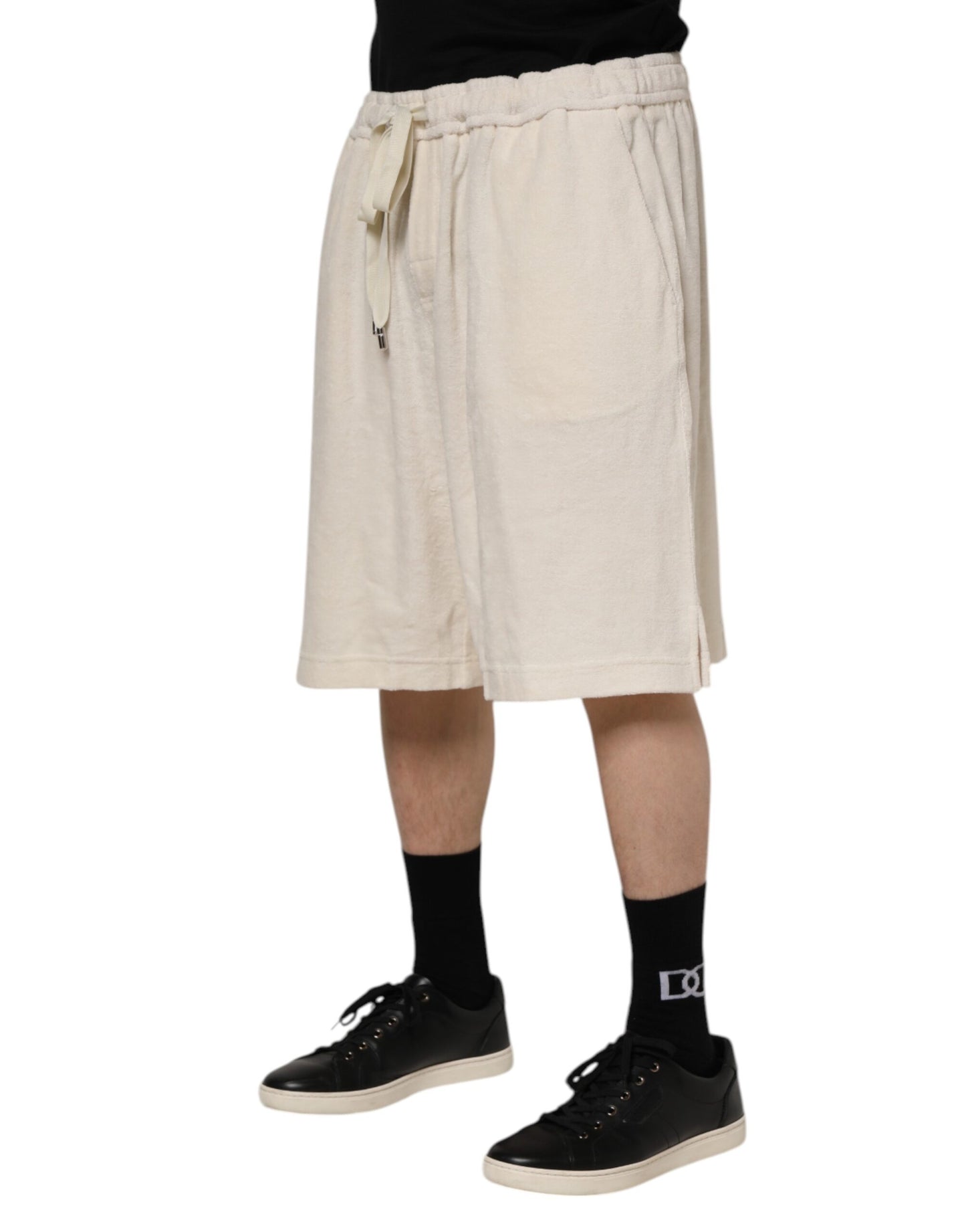 Dolce & Gabbana Ivory Cotton Men Bermuda Sweatshorts Shorts