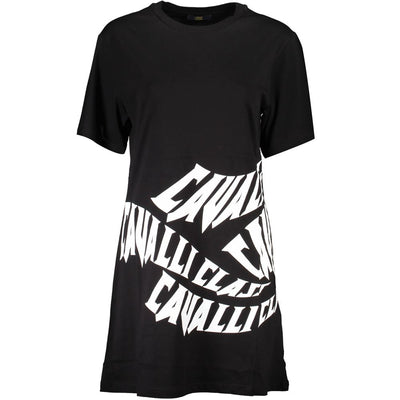 Cavalli Class Black Cotton Casual Dress