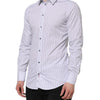 Dolce & Gabbana White Blue Striped Cotton GOLD Formal Shirt