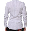 Dolce & Gabbana White Blue Striped Cotton GOLD Formal Shirt