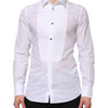 Dolce & Gabbana White Cotton GOLD Bib Poplin Formal Shirt