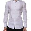 Dolce & Gabbana White Cotton GOLD Bib Poplin Formal Shirt