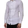 Dolce & Gabbana White Cotton GOLD Bib Poplin Formal Shirt