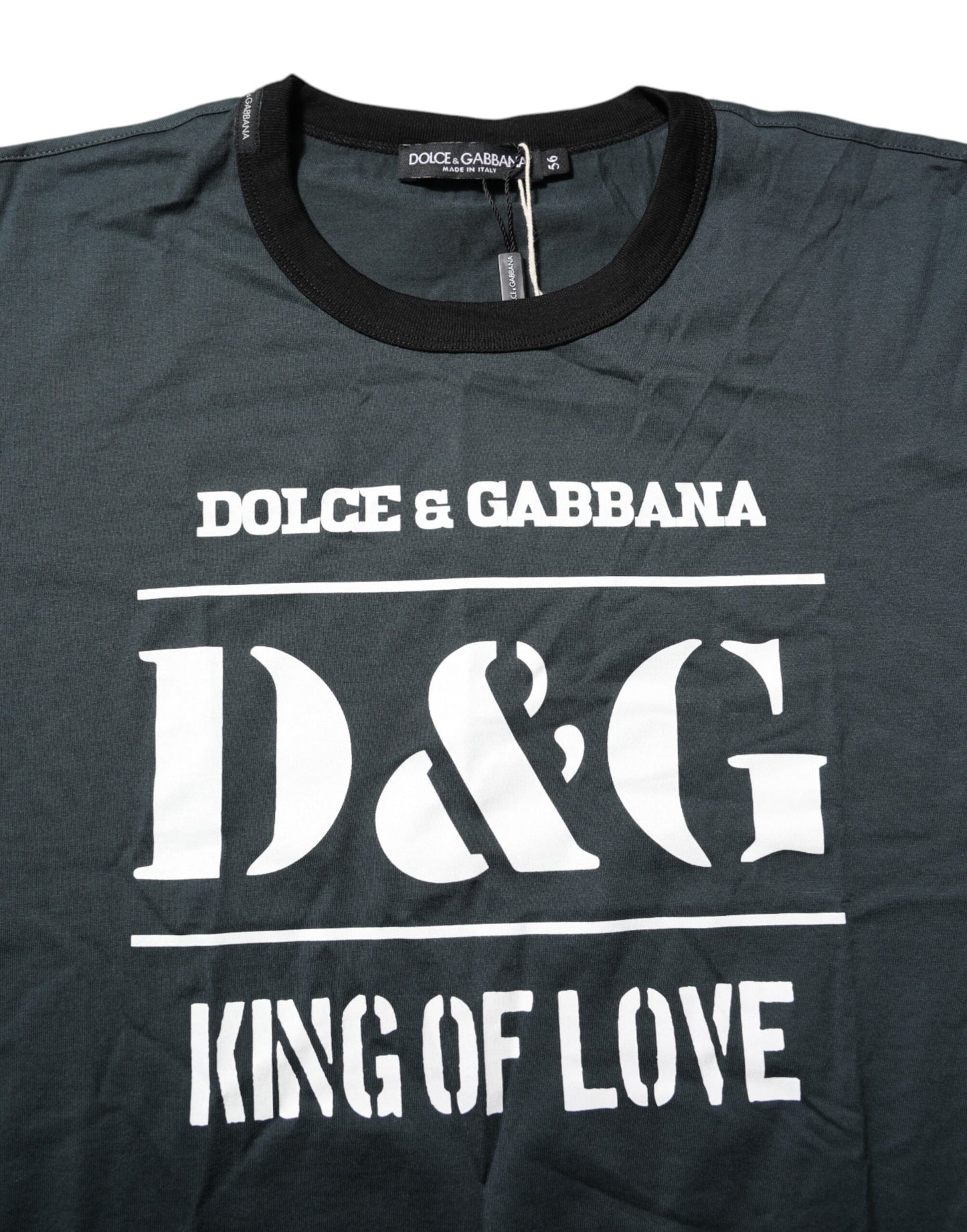Dolce &amp; Gabbana – Schwarzes, bedrucktes Kurzarm-T-Shirt aus Baumwolle