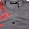 Dolce & Gabbana Gray Cotton Coral Print Logo Plaque T-shirt