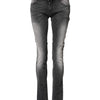 Acht Dunkelgraue Slim Fit Denim-Jeans aus Baumwolle mit niedriger Taille