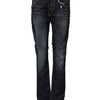 Acht Blue Washed Cotton Mid Waist Flared Denim Jeans