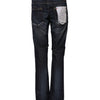 Acht Blue Washed Cotton Mid Waist Flared Denim Jeans