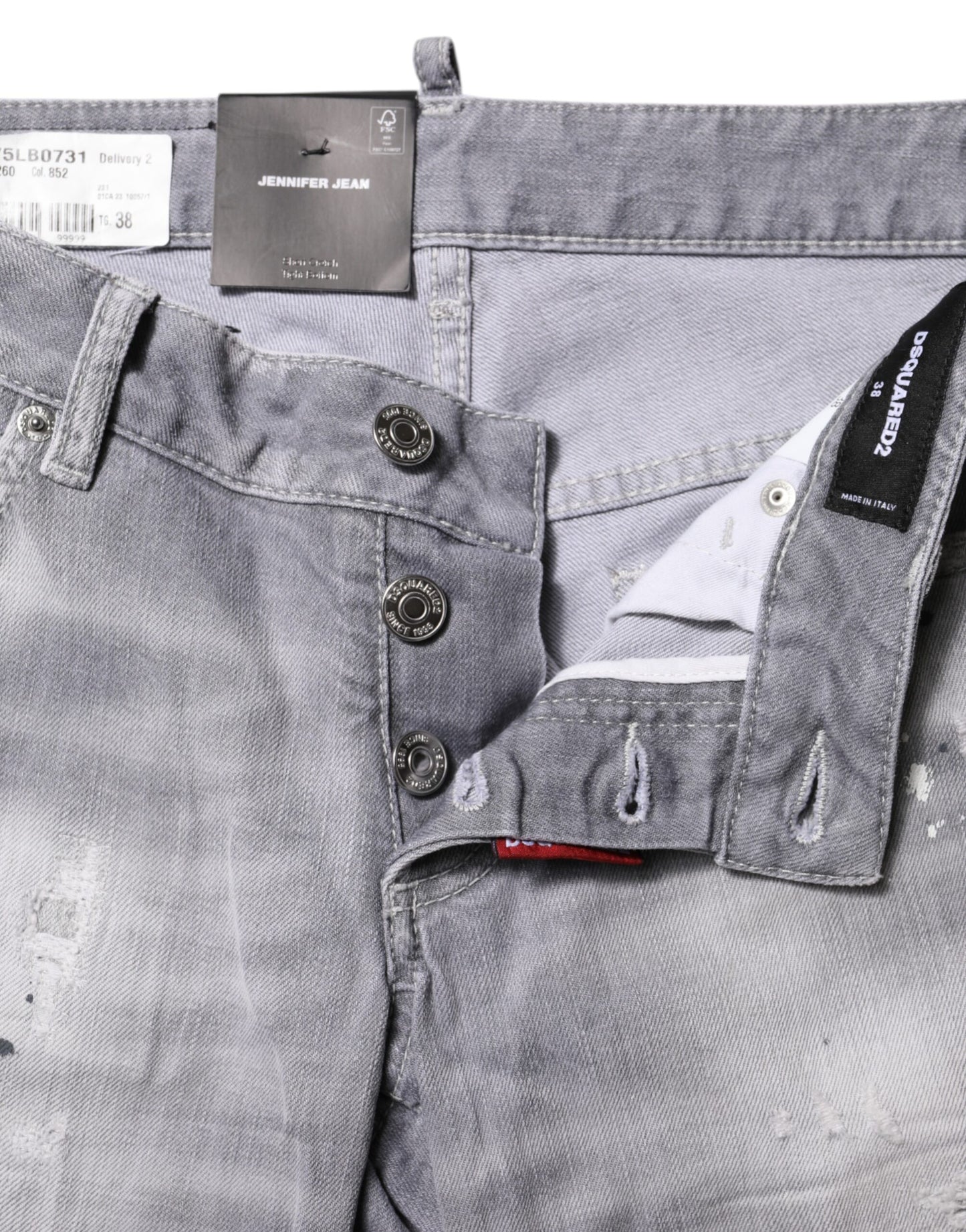 Dsquared² Grau verwaschene Jeans mit mittelhohem Bund und konischem Schnitt