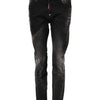Dsquared² – Schwarze, verwaschene Tapered-Jeans aus Denim mit mittlerer Taille