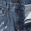 Dolce & Gabbana Blue Cotton Tattered High Waist Denim Jeans