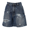 Dolce & Gabbana Blue Cotton Tattered Denim Bermuda Shorts