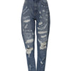 Dolce & Gabbana Blue Tattered High Waist Women Denim Jeans