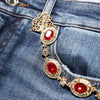 Dolce & Gabbana Blue Rhinestone Embellished Denim Jeans