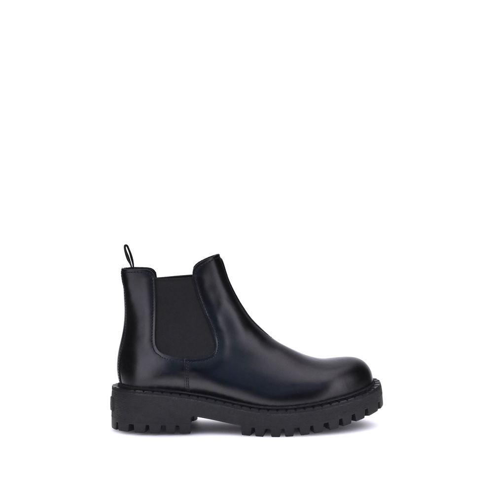 Prada Bos Taurus Chelsea Boots aus schwarzem Kalbsleder