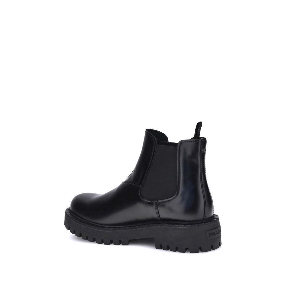 Prada Bos Taurus Chelsea Boots aus schwarzem Kalbsleder