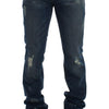 Costume National Blue Wash Paint Slim Fit Pants Jeans