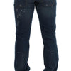 Costume National Blue Wash Paint Slim Fit Pants Jeans