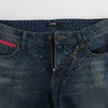Costume National Blue Wash Paint Slim Fit Pants Jeans