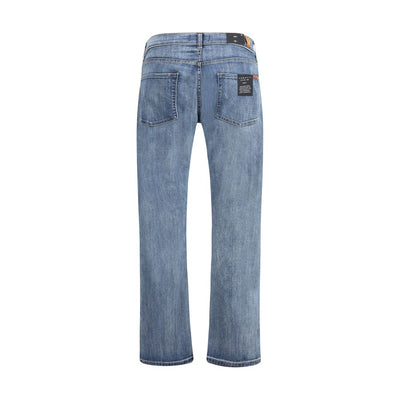 7FOR Blue Cotton Straight-Leg Jeans