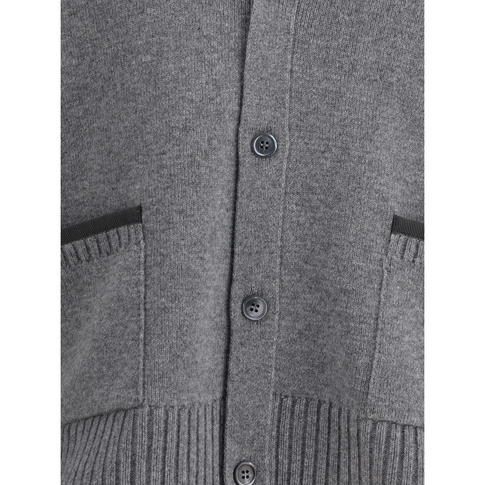 Thom Browne Strickjacke aus grauer Merinowolle