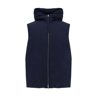 Jil Sander blaue ärmellose Polyesterjacke