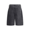 7FOR Black Cotton Bermuda Shorts