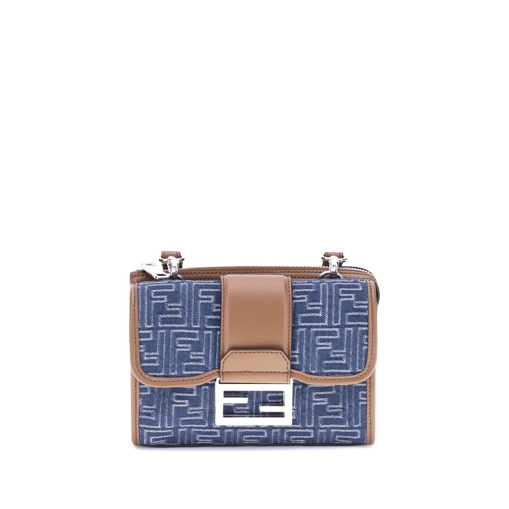 Fendi Schultertasche aus blauer Baumwolle