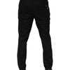 Dolce & Gabbana Black Striped Wool Men Jogger Pants