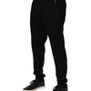 Dolce & Gabbana Black Viscose Skinny Logo Men Jogger Pants