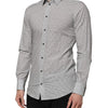 Dolce & Gabbana Gray Dotted Semi Fitted GOLD Men Formal Shirt
