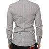 Dolce & Gabbana Gray Dotted Semi Fitted GOLD Men Formal Shirt