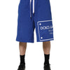 Dolce & Gabbana Blue Logo Cotton Bermuda Sweatshorts Shorts