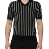 Dolce & Gabbana Black White Stripes Collared Polo T-shirt