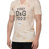 Dolce &amp; Gabbana – Beiges T-Shirt mit V-Ausschnitt und kurzem Logo-Print