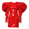 Dolce & Gabbana Red Patent Leather Puff Sleeves Mini Dress