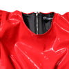 Dolce & Gabbana Red Patent Leather Puff Sleeves Mini Dress