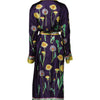 Dolce & Gabbana Blue Floral Print Silk Long Sleeves Wrap Robe