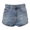 Dolce & Gabbana Blue Logo Plaque Denim Cotton Hot Pants Shorts