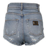 Dolce & Gabbana Blue Tattered Denim Cotton Hot Pants Shorts