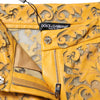 Dolce & Gabbana Yellow Floral Lace Mid Waist Capri Pants
