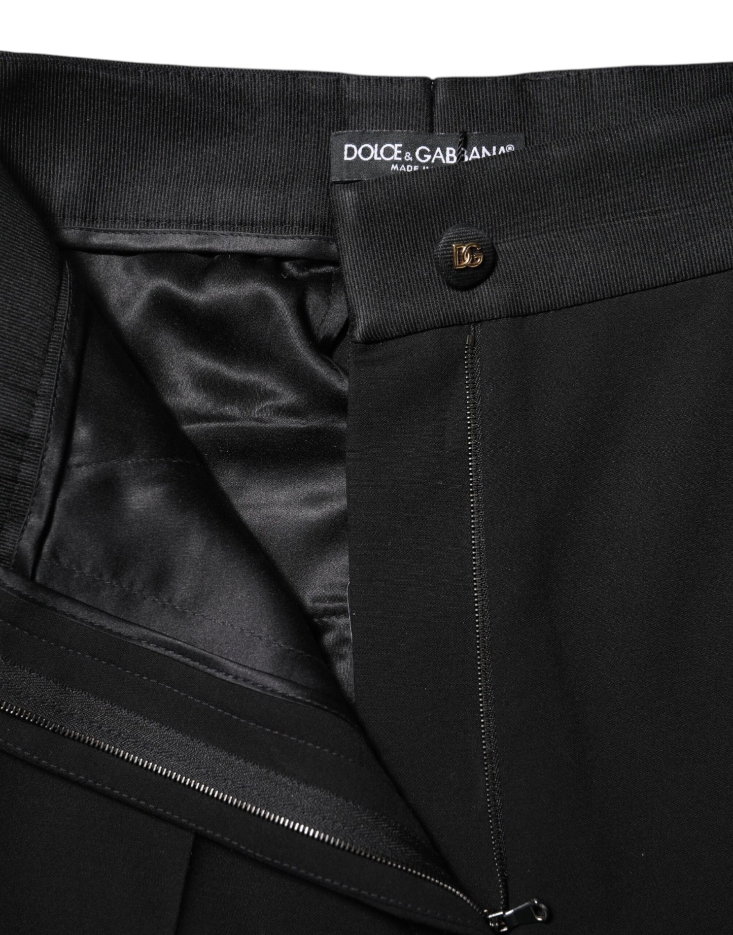 Dolce & Gabbana Black Wool High Waist Skinny Pants