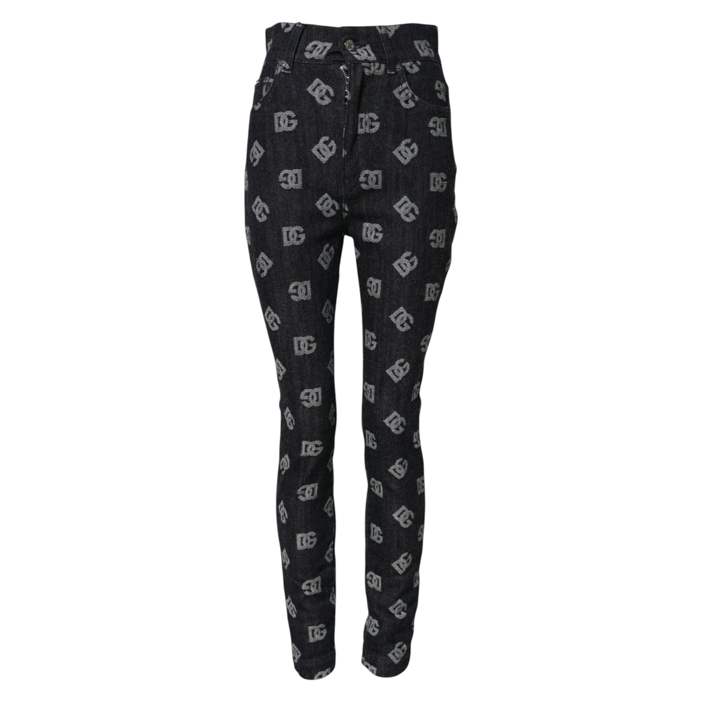 Dolce &amp; Gabbana – Schwarze Skinny-Jeans mit hohem Bund und DG-Logo